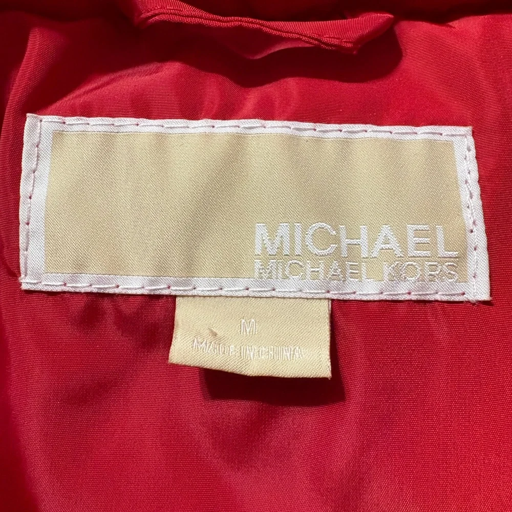 Michael Michael Kors Red Belted Long Puffer Coat Sz. Medium